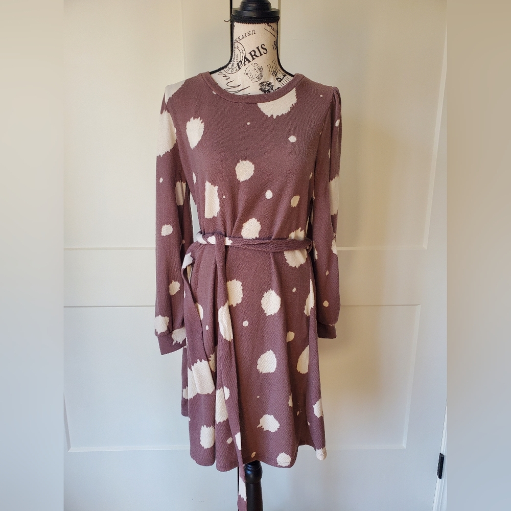 Polka Dot Dress in Brown and Cream-NWT